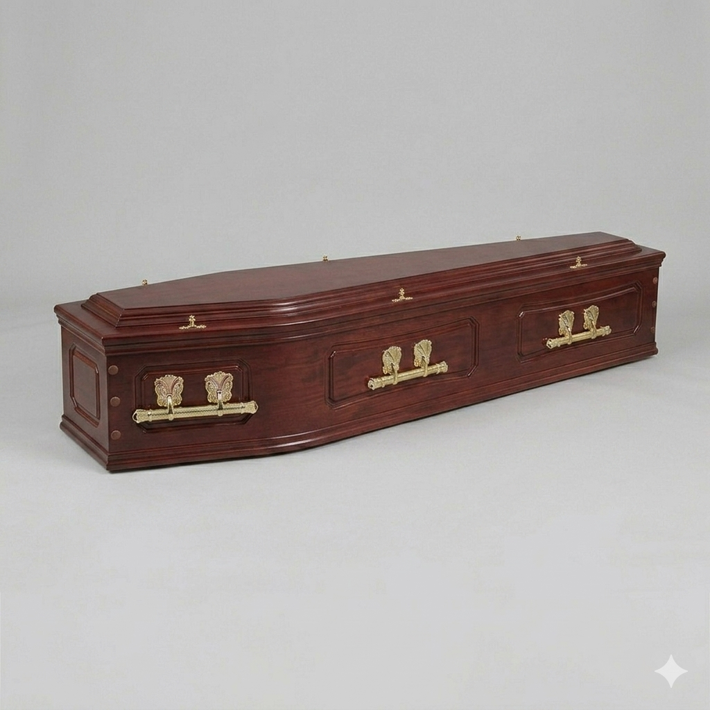 ASTON - Hand built traditional English Casket in solid Oak or Utile with raised panels.