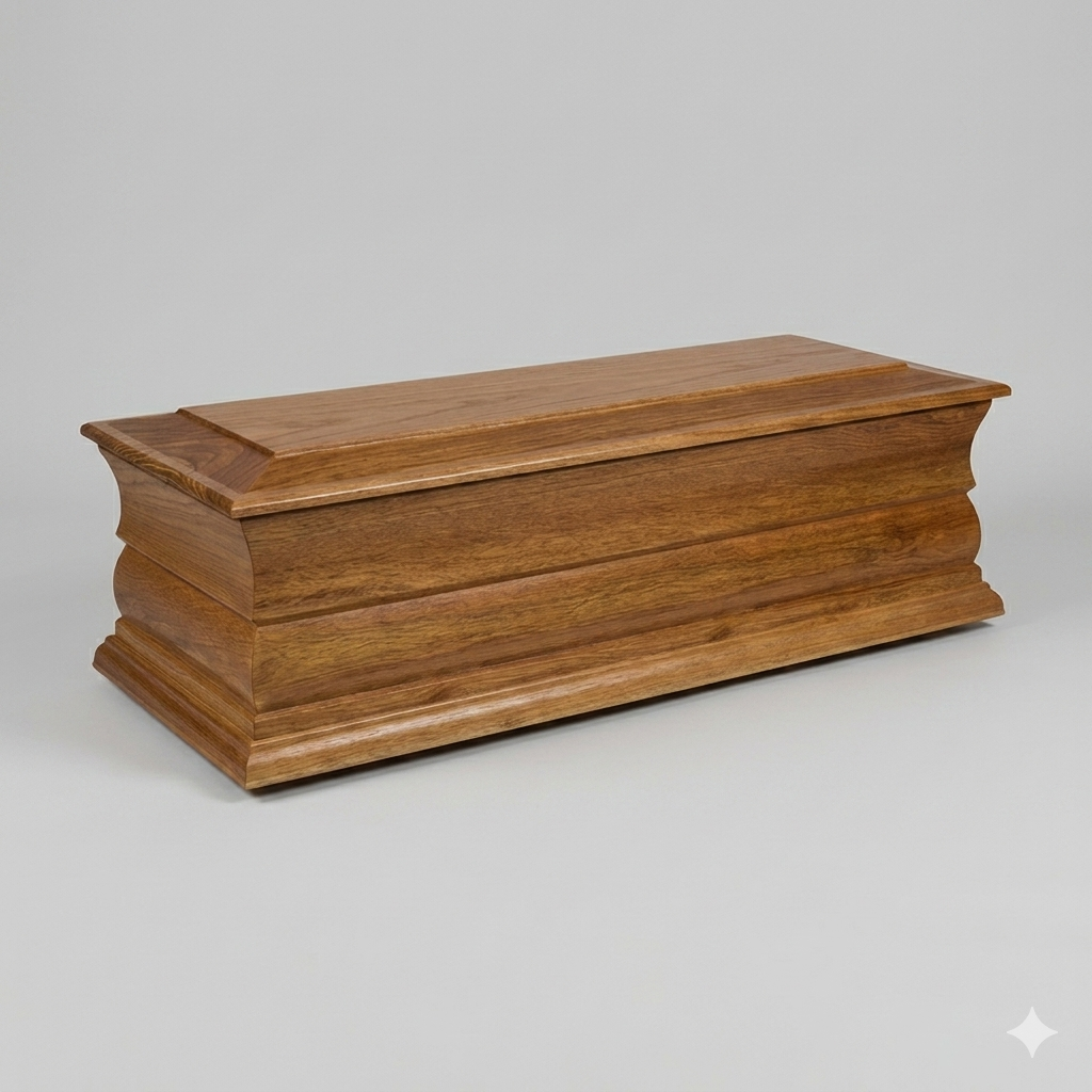 Solid Oak Cremated Remains Casket