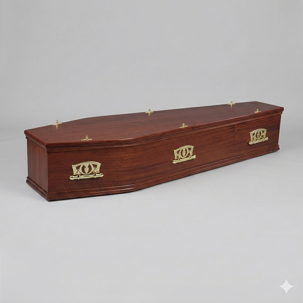 WALTON - Solid Utile Coffin with double mouldings and a flat lid.
